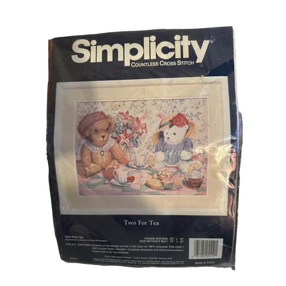 Simplicity Countless Cross Stitch Kit #05519 Two for TeaDonna Richardson Design - Picture 3 of 3